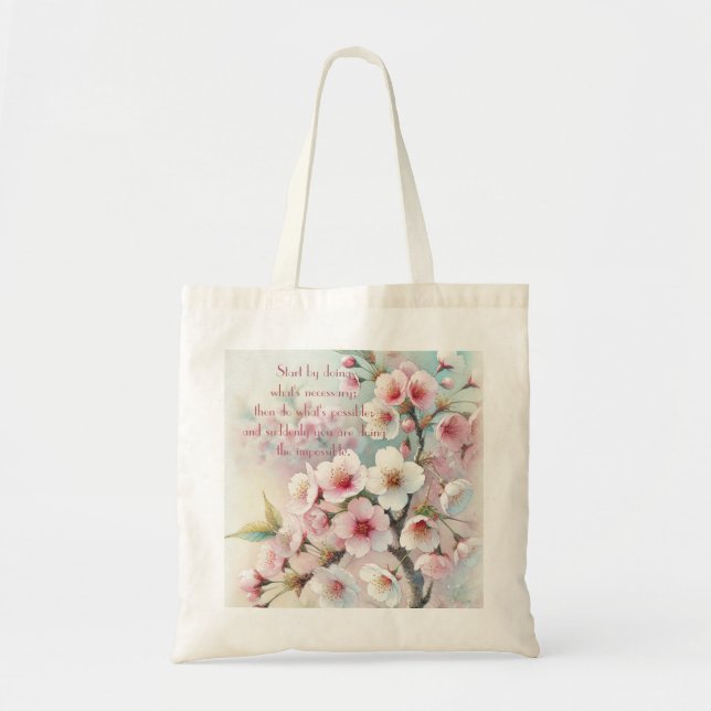 Cherry Blossom & Quote Tote Bag (Front)