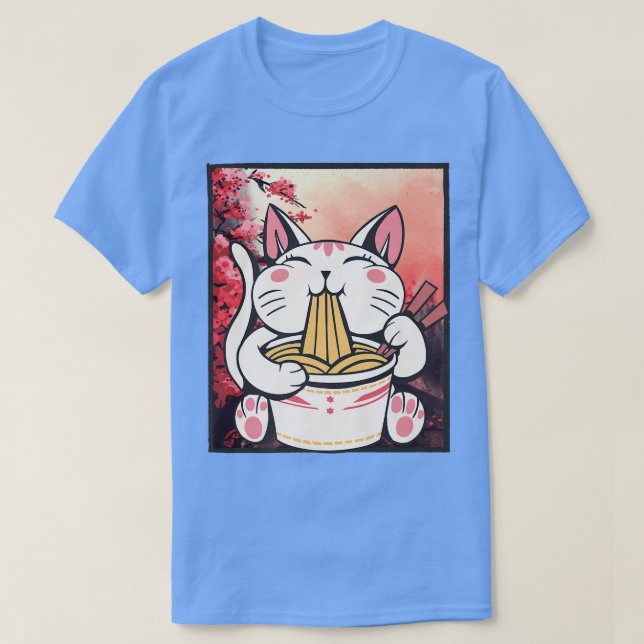 Cherry Blossom Ramen Cat Kawaii         T-Shirt (Design Front)