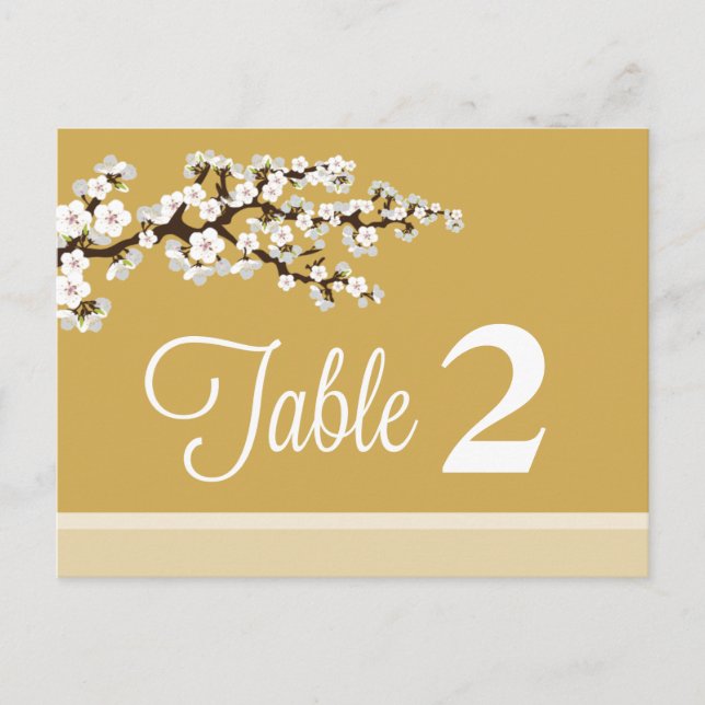 Cherry Blossom Reception Table Number Placecards (Front)