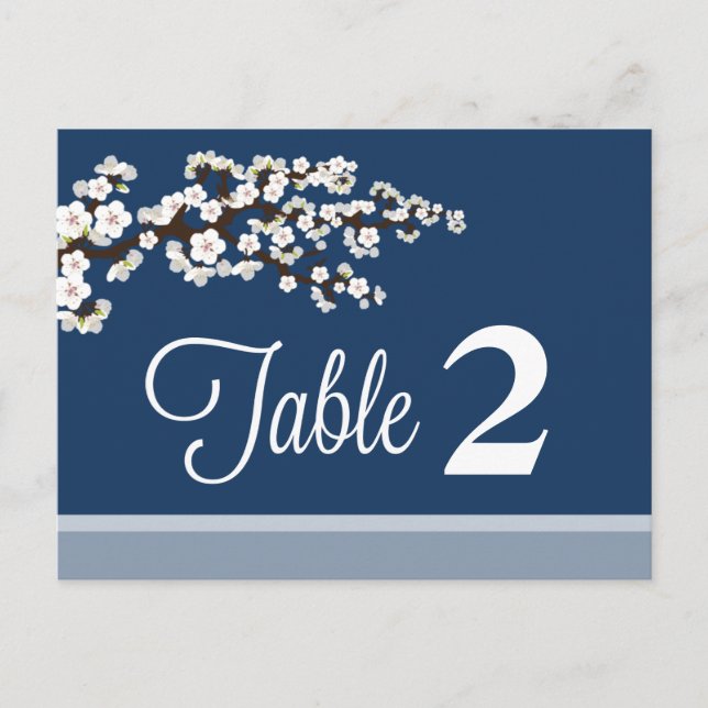 Cherry Blossom Reception Table Number Placecards (Front)