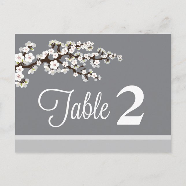 Cherry Blossom Reception Table Number Placecards (Front)