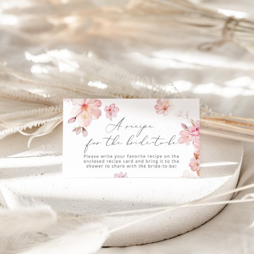 Cherry blossom Recipe for the bride to be Enclosure Card