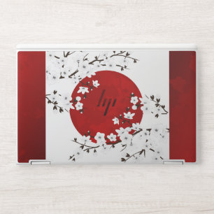 Cherry Blossom Red And White Rising Sun Floral  HP Laptop Skin