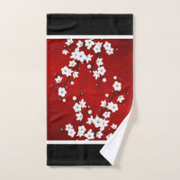 Cherry Blossom Red Black White Floral