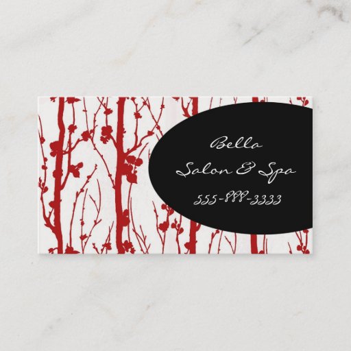 Customizable cherry blossom red business card
