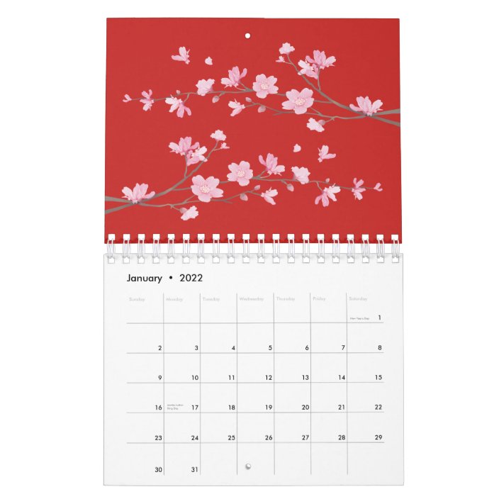 Cherry Blossom Red Calendar