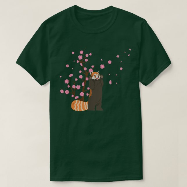 Cherry Blossom Red Panda Animal Japanese Sakura Fl T-Shirt (Design Front)
