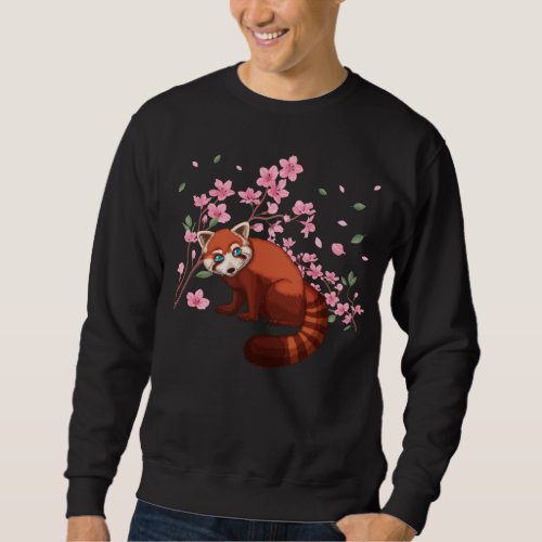 Cherry Blossom Red Panda Japanese Sakura Tree Sweatshirt