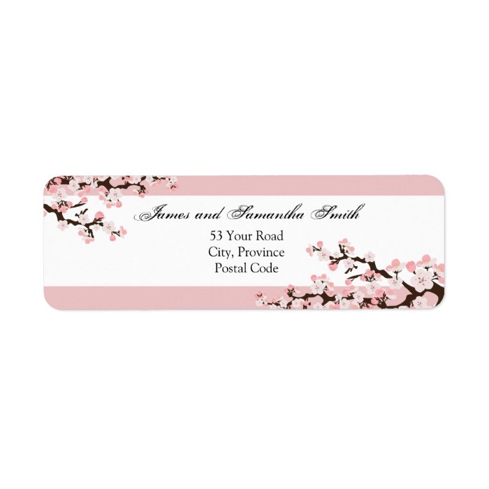 Cherry Blossom Return Address Label Pink White Zazzle