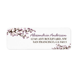 Cherry Blossom Return Address Label (purple)