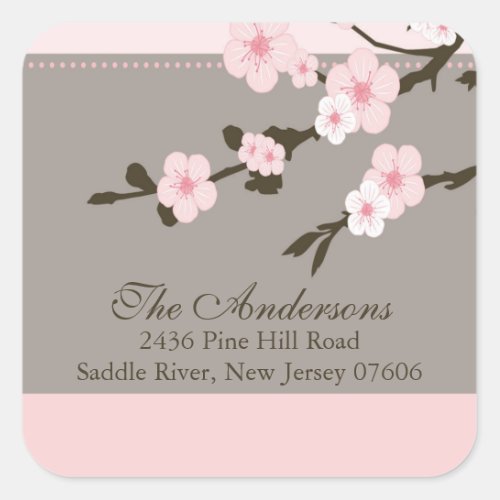 Cherry Blossom Return Address Wedding Sticker