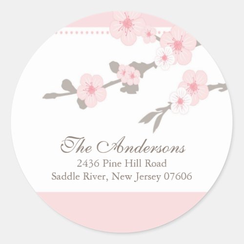 Cherry Blossom Return Address Wedding Sticker