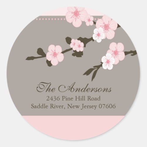 Cherry Blossom Return Address Wedding Sticker