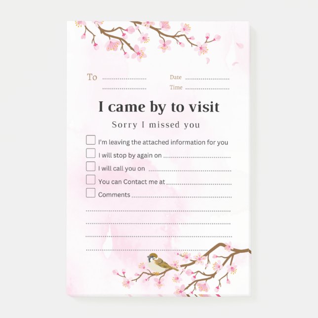 Cherry Blossom Return Visit Sticky Notes (Front)
