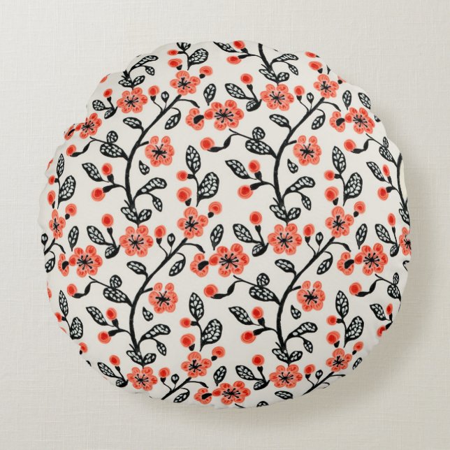 Cherry Blossom  Round Pillow (Front)