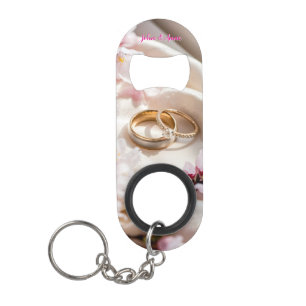 Cherry Blossom, Sakura and Wedding Rings Keychain Bottle Opener