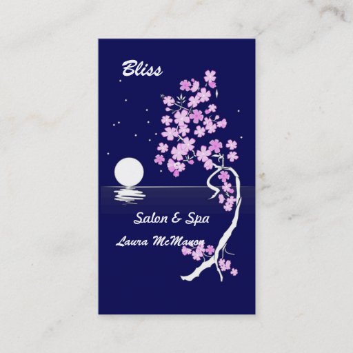 Customizable Cherry blossom (Sakura) at night (on blue) Business Cards