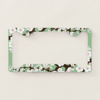 Cherry Blossom Sakura Floral Flower Mint Green License Plate Frame