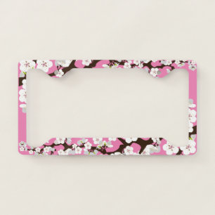 Cherry Blossom Sakura Floral Flower Pink Rose Gold License Plate Frame