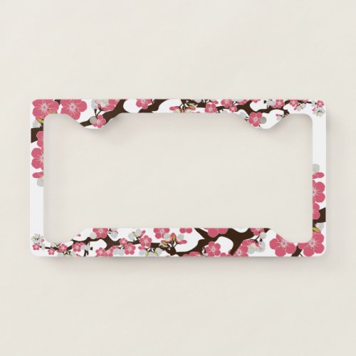 Cherry Blossom Sakura Floral Flower Pink Rose License Plate Frame