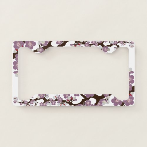 Cherry Blossom Sakura Floral Flower Purple Lilac License Plate Frame