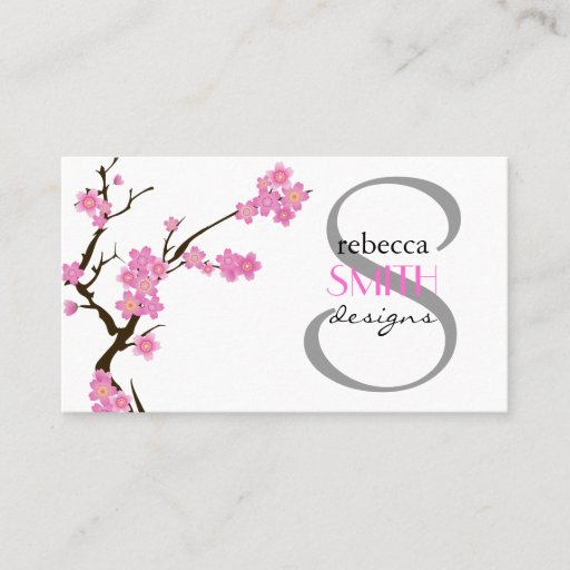 Customizable Cherry Blossom Sakura Flowers Blossoms Pink White Business Card