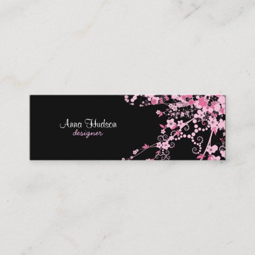 Cherry Blossom Sakura Flowers Blossoms Pink Black Business Card Templates