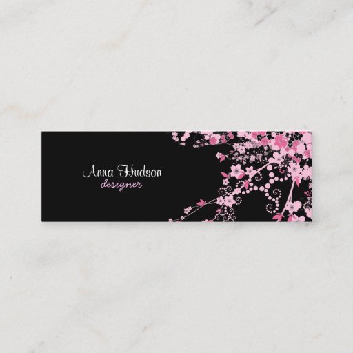 Customizable Cherry Blossom Sakura Flowers Blossoms Pink Black Business Card Templates