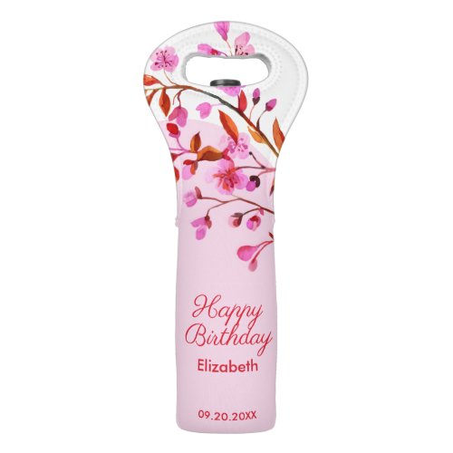 Cherry Blossom Sakura Flower Pink White Birthday Wine Bag