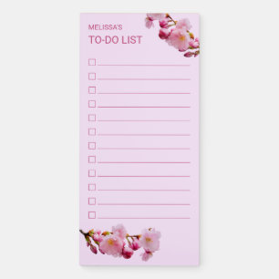 Cherry Blossom Sakura Flowers Pink To-Do List Magnetic Notepad