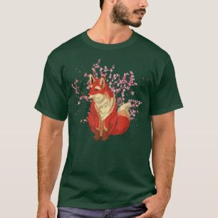 Cherry Blossom Sakura Forest Animal Lover Fox  T-Shirt