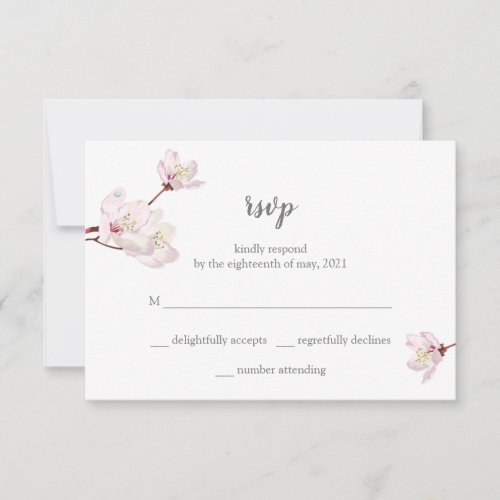 Cherry Blossom Sakura Japanese Wedding RSVP Card