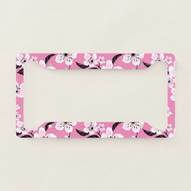 CHERRY BLOSSOM - SAKURA (LITE PINK) LICENSE PLATE FRAME (Front)