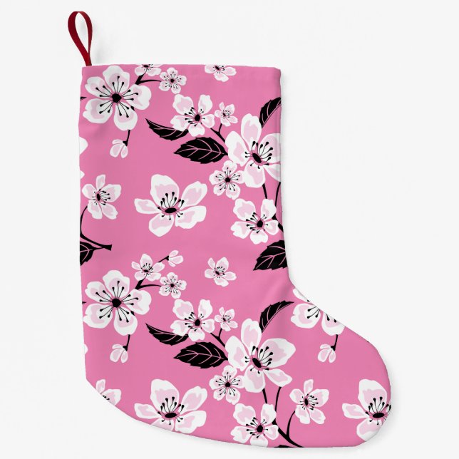 CHERRY BLOSSOM - SAKURA (LITE PINK) SMALL CHRISTMAS STOCKING (Front)
