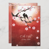 Cherry Blossom Sakura Love Birds Wedding Invite (Front/Back)