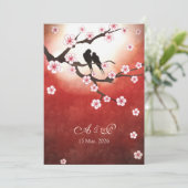Cherry Blossom Sakura Love Birds Wedding Invite (Standing Front)