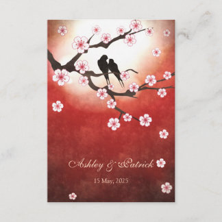 Cherry Blossom Sakura&Love BirdsReception Wedding Invitation