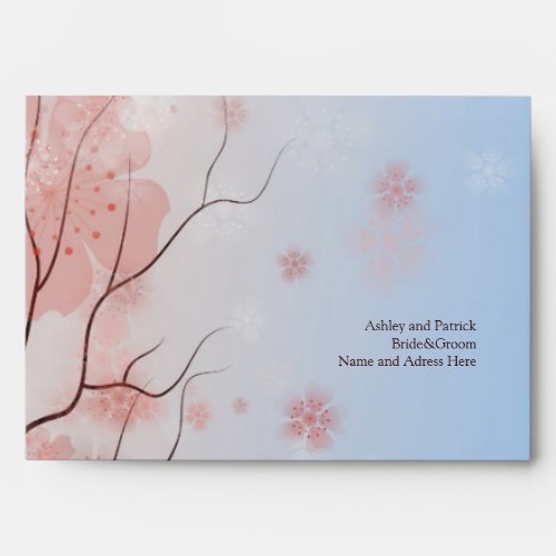 Cherry Blossom Sakura  Love Swallows Envelope