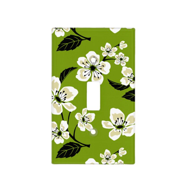 CHERRY BLOSSOM - SAKURA (MATCHA GREEN) LIGHT SWITCH COVER (Front)