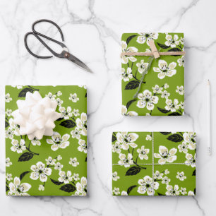 CHERRY BLOSSOM - SAKURA (MATCHA GREEN) WRAPPING PAPER SHEETS