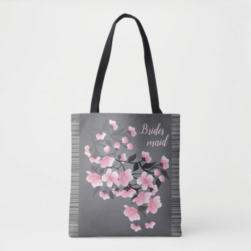 Cherry blossomSakura on gray Bridesmaid Tote Bag