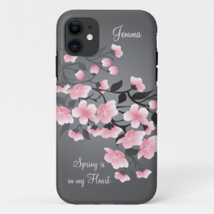 Cherry blossom (Sakura) on gray iPhone 11 Case