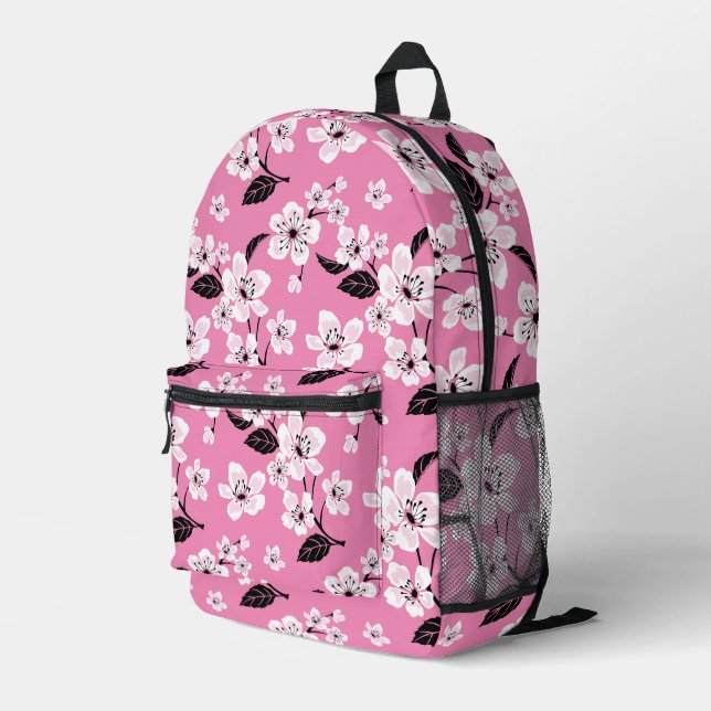 CHERRY BLOSSOM - SAKURA PATTERN IN LITE PINK PRINTED BACKPACK (Back Corner Right)