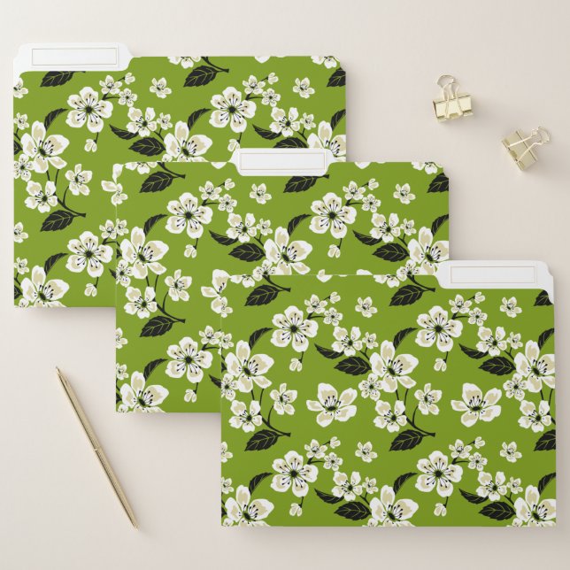 CHERRY BLOSSOM - SAKURA PATTERN IN MATCHA GREEN FILE FOLDER (Set)