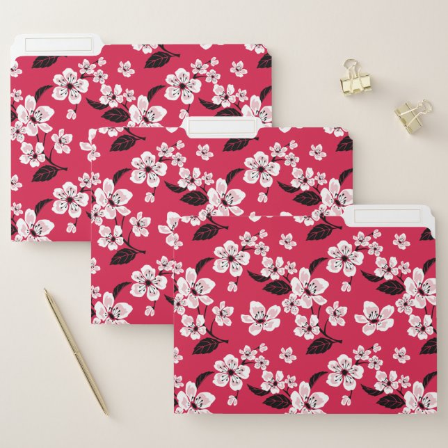 CHERRY BLOSSOM - SAKURA PATTERN IN RED FILE FOLDER (Set)