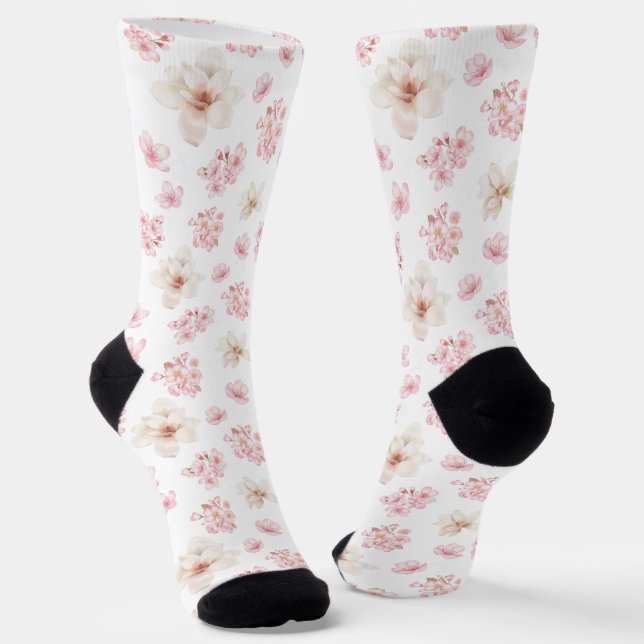 CHERRY BLOSSOM SAKURA PATTERN NAME SOCKS (Angled)