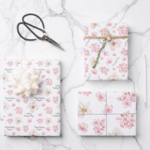 CHERRY BLOSSOM SAKURA PATTERN NAME WRAPPING PAPER
