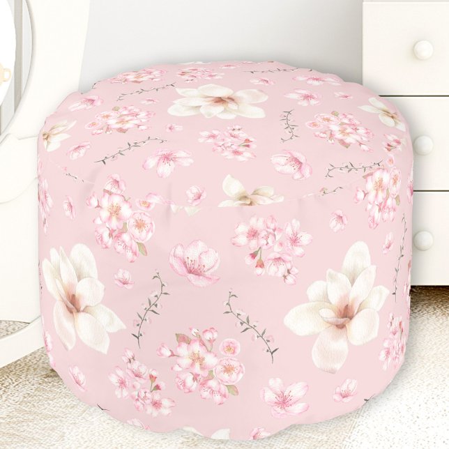 CHERRY BLOSSOM SAKURA PATTERN PINK POUF (CHERRY BLOSSOM SAKURA PATTERN PINK POUF)