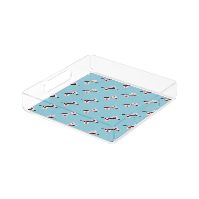 Cherry Blossom, Sakura, Pink Floral Pattern Acrylic Tray (Angled)