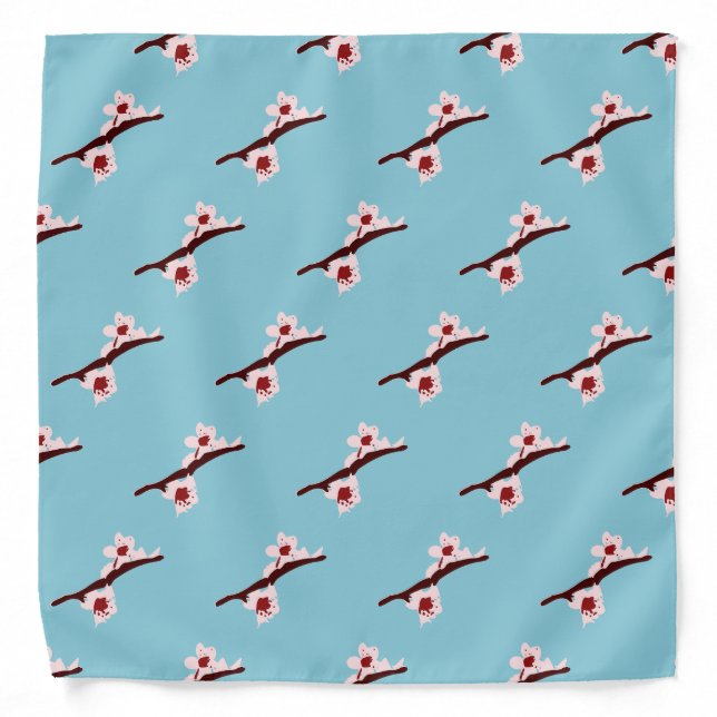 Cherry Blossom, Sakura, Pink Floral Pattern Bandana (Front)